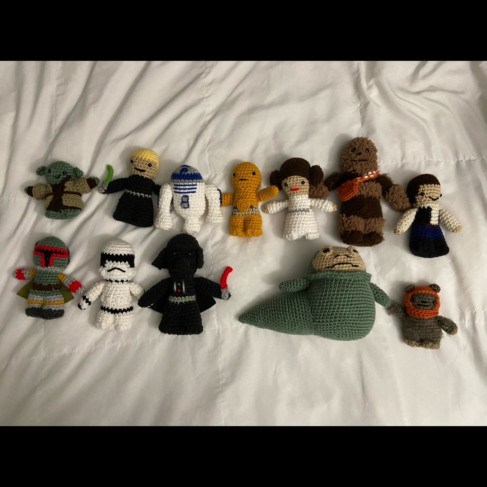 Hand crocheted Star Wars characters, set of 12